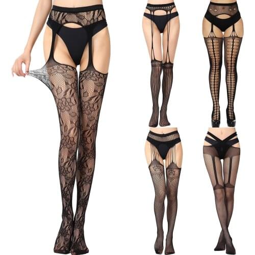 New Fashion Sexy Erotic Stockings With Garter Belt for Women 2022 Fishnet Pantyhose Thigh High Socks Sexy Lingerie чулки женские