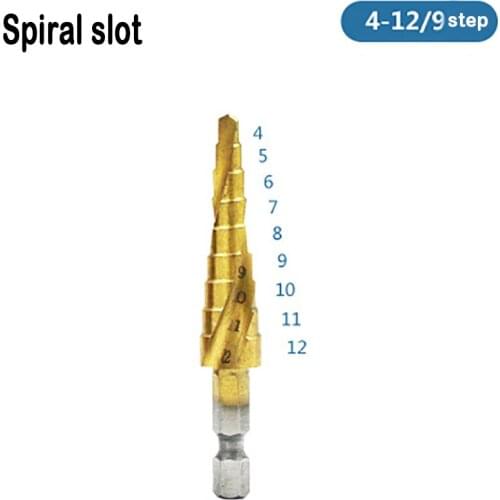 Metal Drill Step Drill Bit Spiral Flute Steel Cone Titanium Coated Mini Spiral Drill Bit Tool Hole Cutter 9 Types Choice Wood