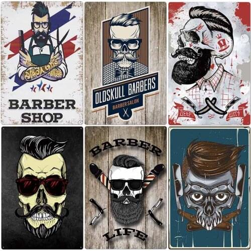 Barber Shop Metal Tin Sign Vintage Barbershop Posters Shabby Bar Pub Wall Art Decoration Plaque 20*30cm