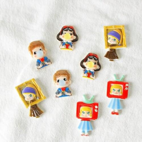 Cartoon Boy and Girl 3D Resin DIY Art Home Gift Phone Case Car Decoration Bow-knot DIY Crafts 3D Cabochon Charms
