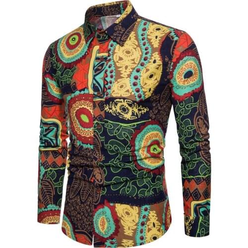 Mens Slim Long Sleeve Floral Shirt Hawaiian Style Fashion New Metrosexual Man Casual Printed Cardigan Plus Size Shirts for men