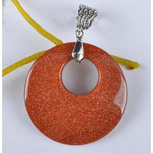 Natural Golden Sandstone Stone Bead GEM Pendant Jewelry WS778