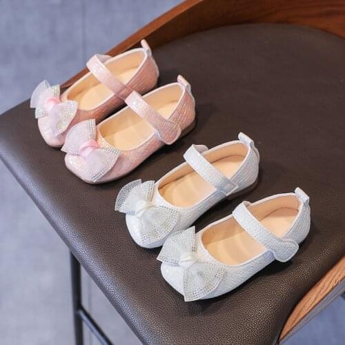 New Children Leather Shoes Bow Princess Girls Party Dance Shoes Baby Student Flats Kids Performance Shoes SP122