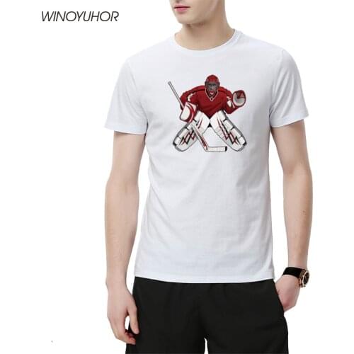 New Fashion Goalies T Shirts Men Summer Short Sleeve O-Neck Ice Hockeyer T-shirt Cotton Sporting Tee Shirt Homme