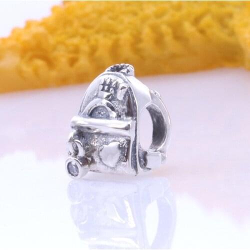 DoDoFly Authentic 925 Sterling Silver Adventure backpack charm Fit Original Bracelet Pendant DIY Jewelry Charms Gift