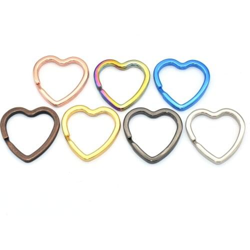 Rainbow Keychain Heart Shape Split Ring Iron Key Ring Jump Ring DIY Accessories Necklace Purse Bag Charm Jewelry Hardware