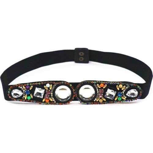 Luxury Rhinestone Dress Belts Women Colorful Crystal Gem Elastic Waistband Fashion Ladies Corset Summer Dress Accessories DP12