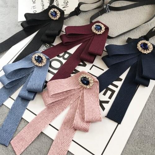 Handmade Rhinestone Bow Tie for Women White Shirt Neckline Decoration Bowties Velvet Ribbon Diamond Ties Accessories Butterfly