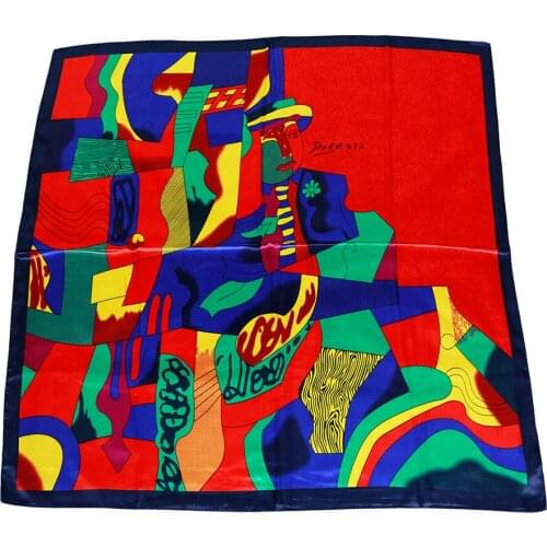 Silk Polyester Scarf Shawl Satin Square Headband Women Mujer Invierno Print Neckwear