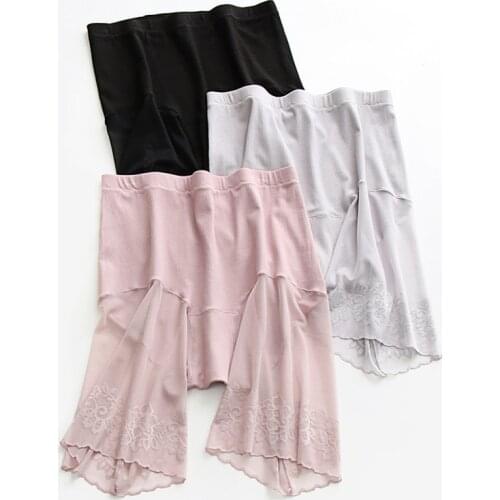 Safety Short Pants Women Under Skirt Sexy Side Lengthened Lace Safety Shorts Ladies Pants High Waist Large Size Modal Underwear