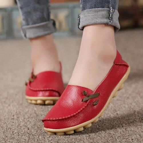 Women Loafers Casual Shoes Summer Shoes Woman Flat Heel Soft Leather Shoe Solid Color Comfortable Square Toe Slip on Women Flats
