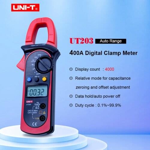 UNI-T UT203 Handheld Digital Clamp Multimeter Ohm DMM DC AC Current Voltmeter Multimeter Tester Meter