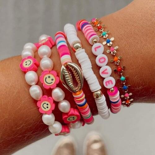 Vedawas Korean Summer Cute Letter Bracelets for Women Bohemian Colorful Silicone Crystal Fruit Bracelets Bangles Girl Jewelry