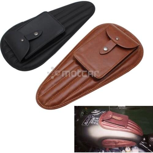 Vintage Retro PU Leather Motorcycle Tank Chap Cover Panel Pad Bib Bra Bag Universal for Harley 883 Honda Suzuki Motorcycle Bag