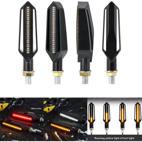 Amber Motorcycle Turn Signals Light Tail Light LED Flowing Water Flashing Blinker Indicators red brake Tail lamp White DRL