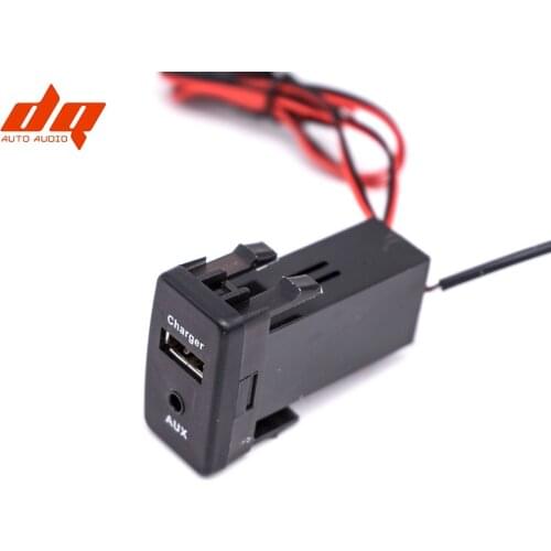 2.1A USB Charger AUX Socket for TOYOTA VIGO Power Adapter 3.5mm Indicator Audio Refit Lossless Modification Phone Charger