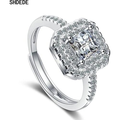 SHDEDE 925 Silver Wedding Party Rings For Women Embellished With Crystals From Swarovski Hot Fashion Jewelry Gifts -387