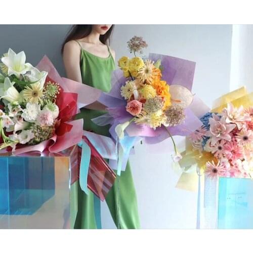 10pcs Colorful Art Paper Waterproof Flower Wrapping Paper Bouquet Packaging Supplies Gift Packing Craft Paper