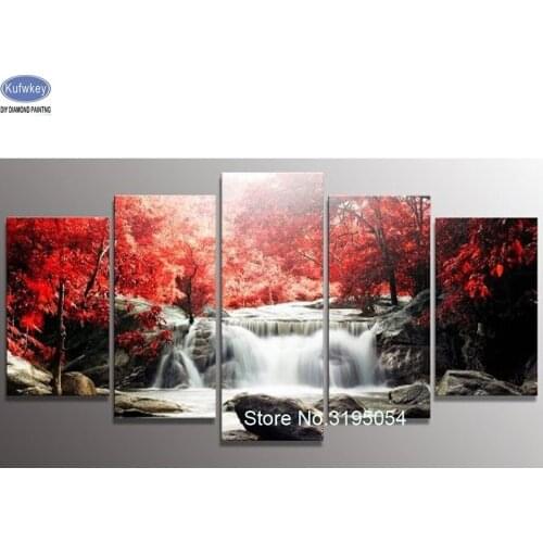 5 pcs 5D,diy,Diamond Painting Landscape,waterfall,Full,Diamond Embroidery,picture,image,Stitch Cross,Diamond Mosaic,Needlework