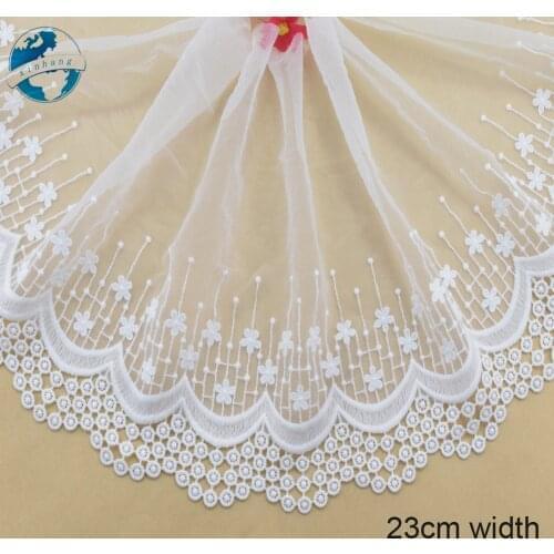 5yards 23cm wide polyester embroidery lace sewing ribbon guipure trim wedding decoration DIY dolls colthes Accessories lace#4016