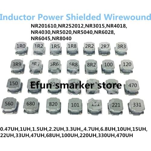 50PCS SMD Inductor Power Shielded Wirewound NR201610,NR252012,NR3015,NR4018,NR4030,NR5020,NR5040,NR6028,NR6045,NR8040 0.47UH 470