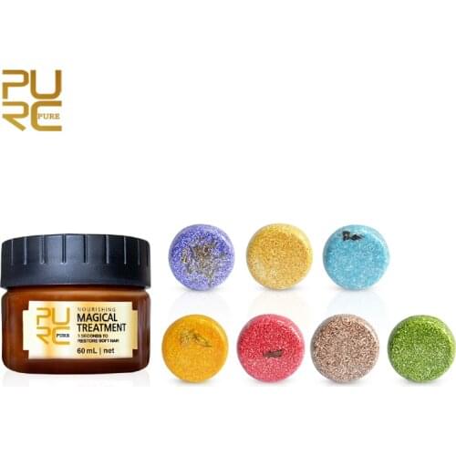 7 types Smell Organic shampoo soap 100% PURE and Vegan refreshing antidandruff and Magical treatment hair mask 60ml