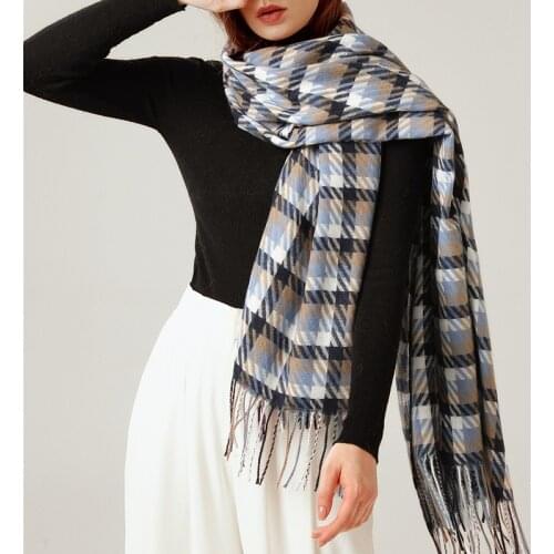 70*180cm British Street College Style Warm Cashmere Scarf Women Blanket Winter Houndstooth Pashmina Scarves Shawls Wraps Blanket