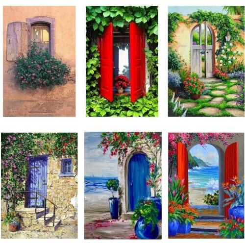 New 5d diy diamond painting Wooden door scenery full square/round Pattern mark Diamond embroidery Rhinestone Kid room decoration