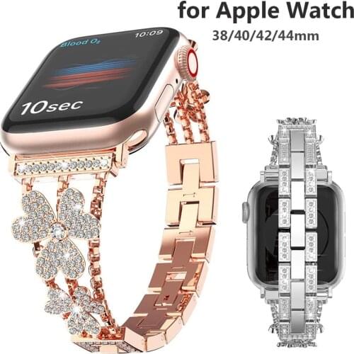 New Bling Metal Bracelet for Apple Watch Band SE 6 Women Luxury Stainless Replacement Strap for iWatch 5 4 3 Watchband 44mm 38mm
