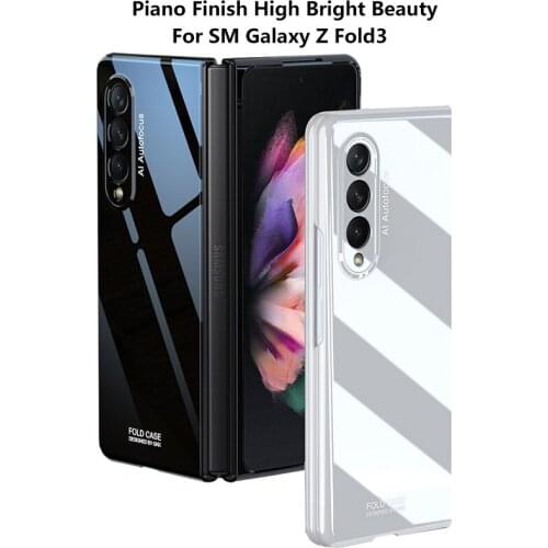 Phone Case For Samsung Galaxy Z Fold 3 5G Cover PC Piano Highlight Lacquer Solid Color Fold Washable Shockproof Fitted Fundas