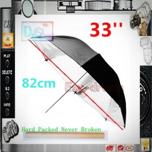 33" 32'' 82cm Studio Flash Black Silver Umbrella Reflective reflector FOR dslr PHOTOGRAPHY ps012