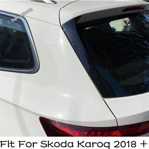 Black Interior Tail Window Spoiler Triangle Molding Cover Kit Trim Rear Wing Decoration Accessories For Skoda Karoq 2018 - 2020