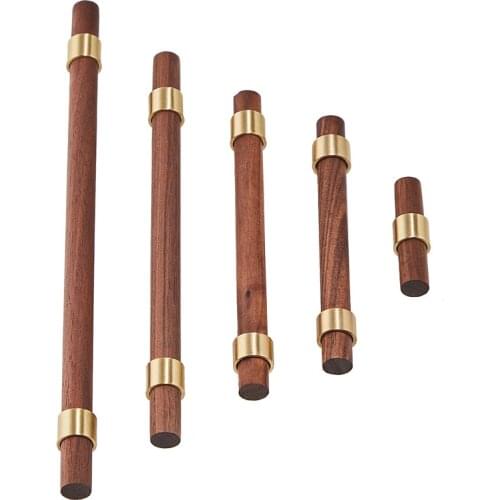 Wooden Kitchen Cabinet Knobs Handles Walnut Drawer Dresser Cupboard Door Pulls Handles Brass-1Pack
