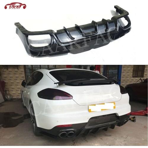 For Panamera Carbon Fiber Rear Bumper Lip Diffuser Spoiler For Porsche Panamera 970 GTS Turbo S 2014-2017