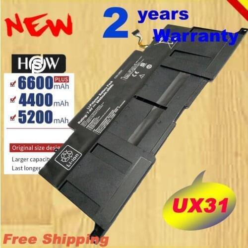 HSW New C22-UX31 Laptop Battery for ASUS Zenbook UX31 UX31A UX31E UX31E-DH72 C22-UX31 C23-UX31 7.4V 50WH/6840mAh fast shipping