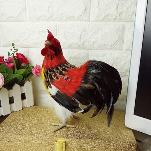 Simulation cute cock 24x21x12cm model polyethylene&furs colourful cock model home decoration props ,model gift d600