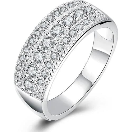 Latest Pure Authentic 925 Sterling Silver Ring Full CZ Cubic Zircon Rings For Woman Man Wedding Engagement Fashion Jewelry