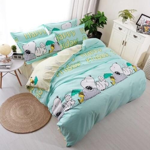 Cartoon Dog Home Textile Flower Printed 3/4pcs Bedding Set Bed Cover Bed Sheet Duvet Cover Pillowcase Bed Linen Bedclothes Queen