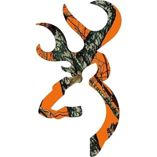 Browning Style Buck Realtree Orange Camo Camouflage Hunting Sticker Orange Vinyl Decal 13 x 6 CM