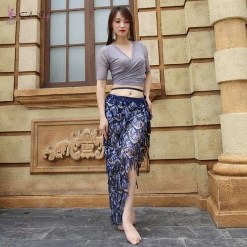 Belly Dance Practice Garment Female 2019 New Suit Beginner Short Sleeve class Dance wear 2 pieces top and skirt