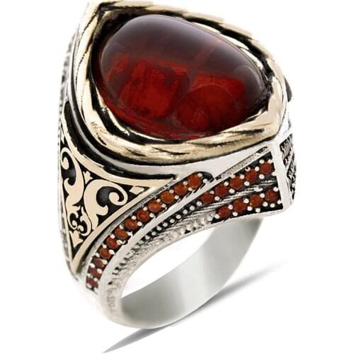 Red Paraiba Cubic Zirconia 925 Sterling Silver Men 'S Ring