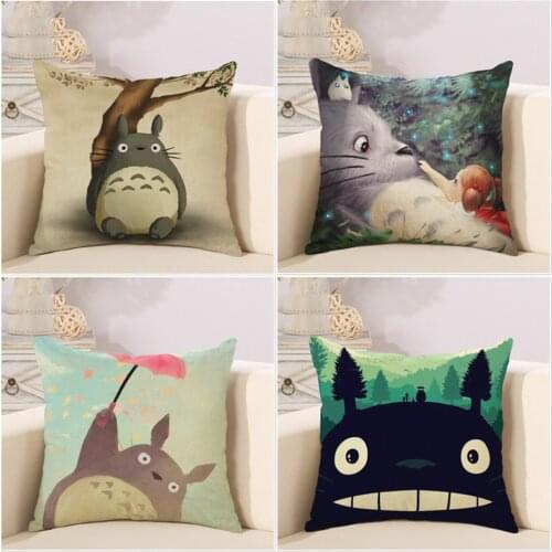 Cute Cartoon Totoro Lovely Throw Pillow Case Cover Square Shape Chinchillas Cushion Cover For Sofa Home Capa De Almofadas 45x45