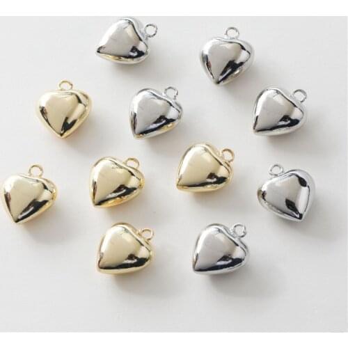New style 50pcs/lot cartoon 3D hearts shape copper floating locket charms diy jewelry earring/garment pendant accessory