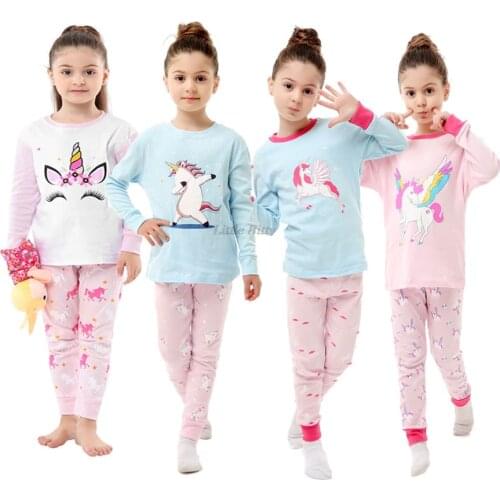 Boys Airplane Cartoon Pajamas Sets Children Cotton Sleepwear Girls Unicorn Pijamas Boys Super Hero Printed Clothes Pyjamas Kids
