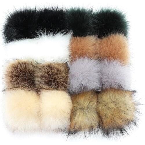 10cm Coloful Foxes Fur Pompom For Women Hat Fur Pom Poms for Hats Caps Big Natural Raccoon for Knitted Hat Cap