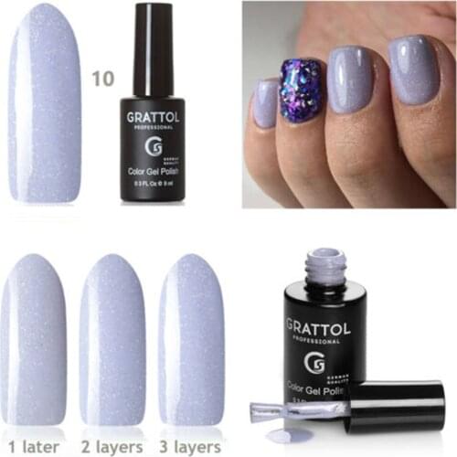 GRATTOL Professional 9ml Gel Nail Polish Soak Off UV LED Gel Varnish Holographics ONYX 10 Shining Nagel Kunst Gellack