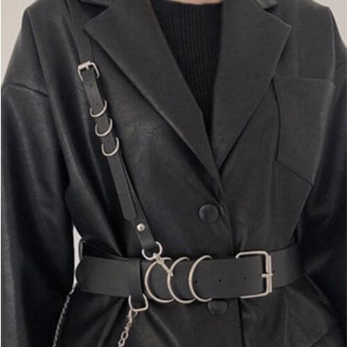Fashion Trend Women Gothic PU Leather Harness Belts Body Bondage Waist Straps Punk Rock Stylish Accessories Lady Party Belt Gift