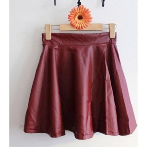 Spring Summer New Sexy Slim PU Skirt Women High Waist Short Mini Skirt Pleated Party Faux Leather Skirts