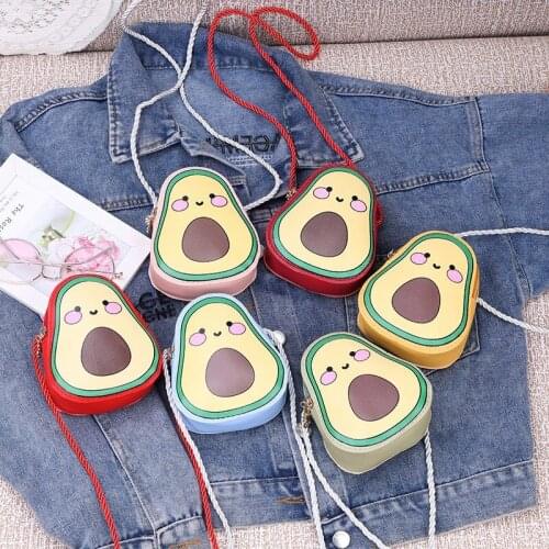 Cute Cartoon Childrens Crossbody Bag Lovely Baby Girls Accessories Shoulder Bag Avocado Coin Purse for Boys Kids Mini Handbags