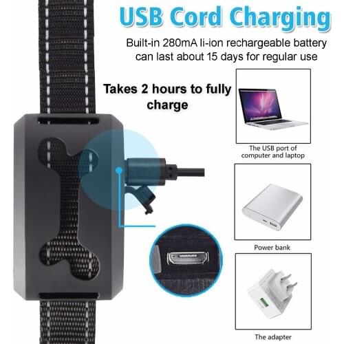 Waterproof Bark Collar Rechargeable Dog No Bark Collar Anti-Barking Collar Shock Training Collars with Beep/Vibration/No Harm